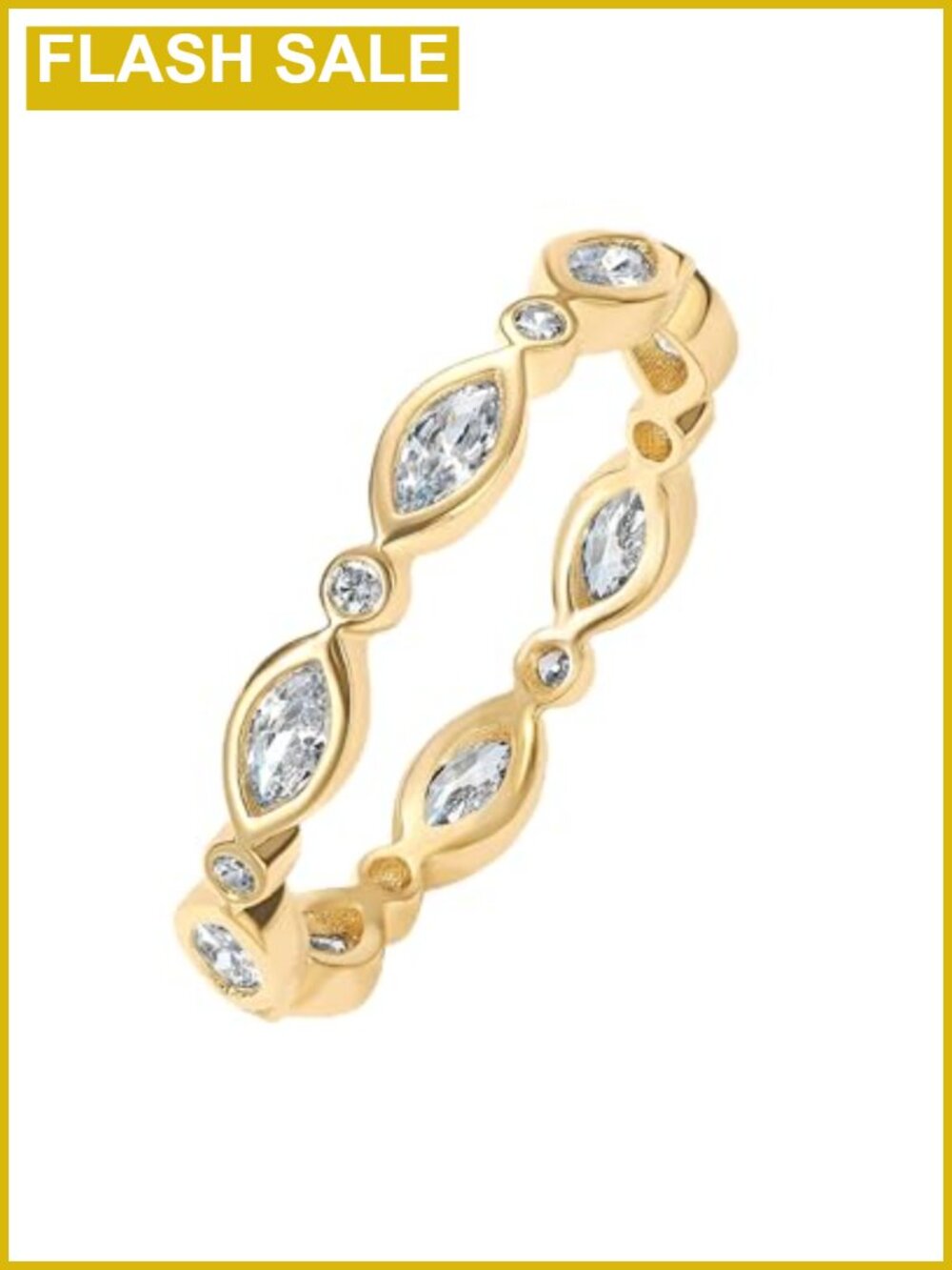 14K Gold Plated CZ Stackable Ring Wedding Eternity Band